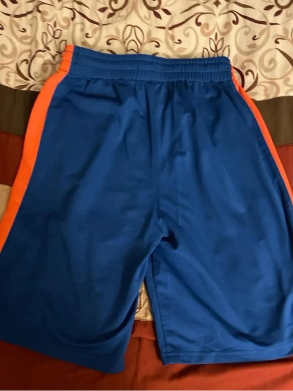 Nike Men’s Royal Blue Athletic Shorts with Orange & White Stripes
